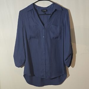 A. Byer Women's Navy Button-Down Shirt